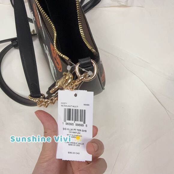 NWT Coach Teri Shoulder Bag In Signature Canvas Pumpkin Halloween Print CCE71 - Picture 8 of 11